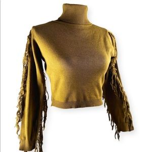 Gold fringe turtleneck